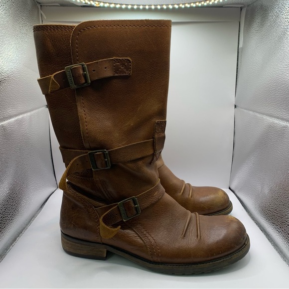 Kickers Shoes - Kickers Women's Leather Brown Ankle Boots Zip-Up with Buckles Size 40 EU US 9.5